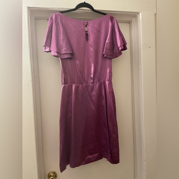 Banana Republic purple ruffle sleeve Silk mini dress size 10 - Picture 9 of 14